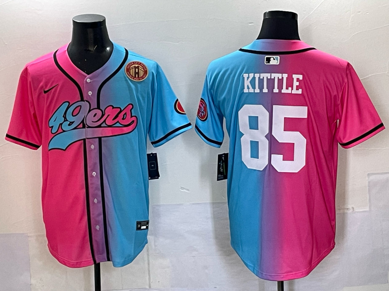 Men 2025 San Francisco 49ers #85 Kittle Pink Blue pink Nike Limited NFL Jersey 008->youth mlb jersey->Youth Jersey